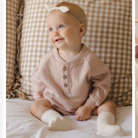 Quincy Mae - Quilted Henley Bubble Romper - Picture 5 of 5